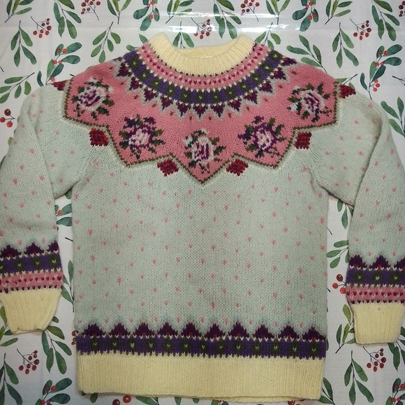 Handmade Wool Rosette Sweater - Picture 1 of 4